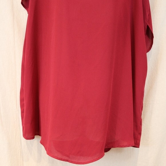 Torrid Plus Size 2 Hot Pink Fuchsia Top - Semi Sheer Cage Back Short Sleeve - Picture 4 of 10